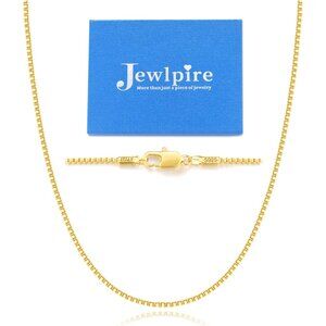 14K Gold Plated Sterling Silver 22 Inch Thin Box Chain Necklace for Women